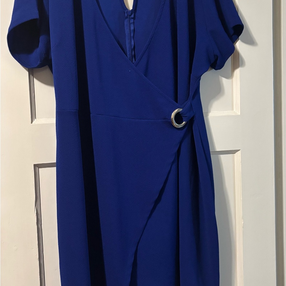 Almost Famous Blue Puff Sleeve Sheath Dress